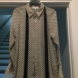 Patterned Button Up Blouse